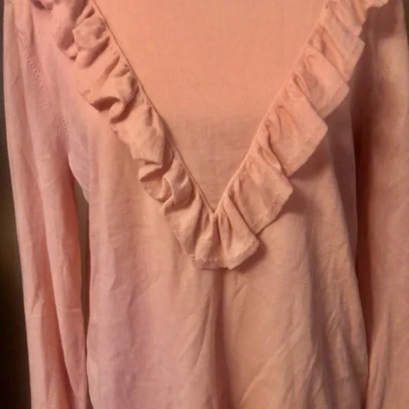 100% cotton Ralph Lauren pink ruffle sweater size XL - Picture 4 of 6